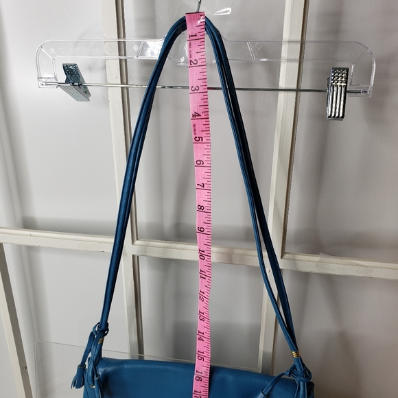 Vintage Italy Tassels Leather Boho Medium Small Festival 80's 90's Shoulder Bag - Picture 7 of 12